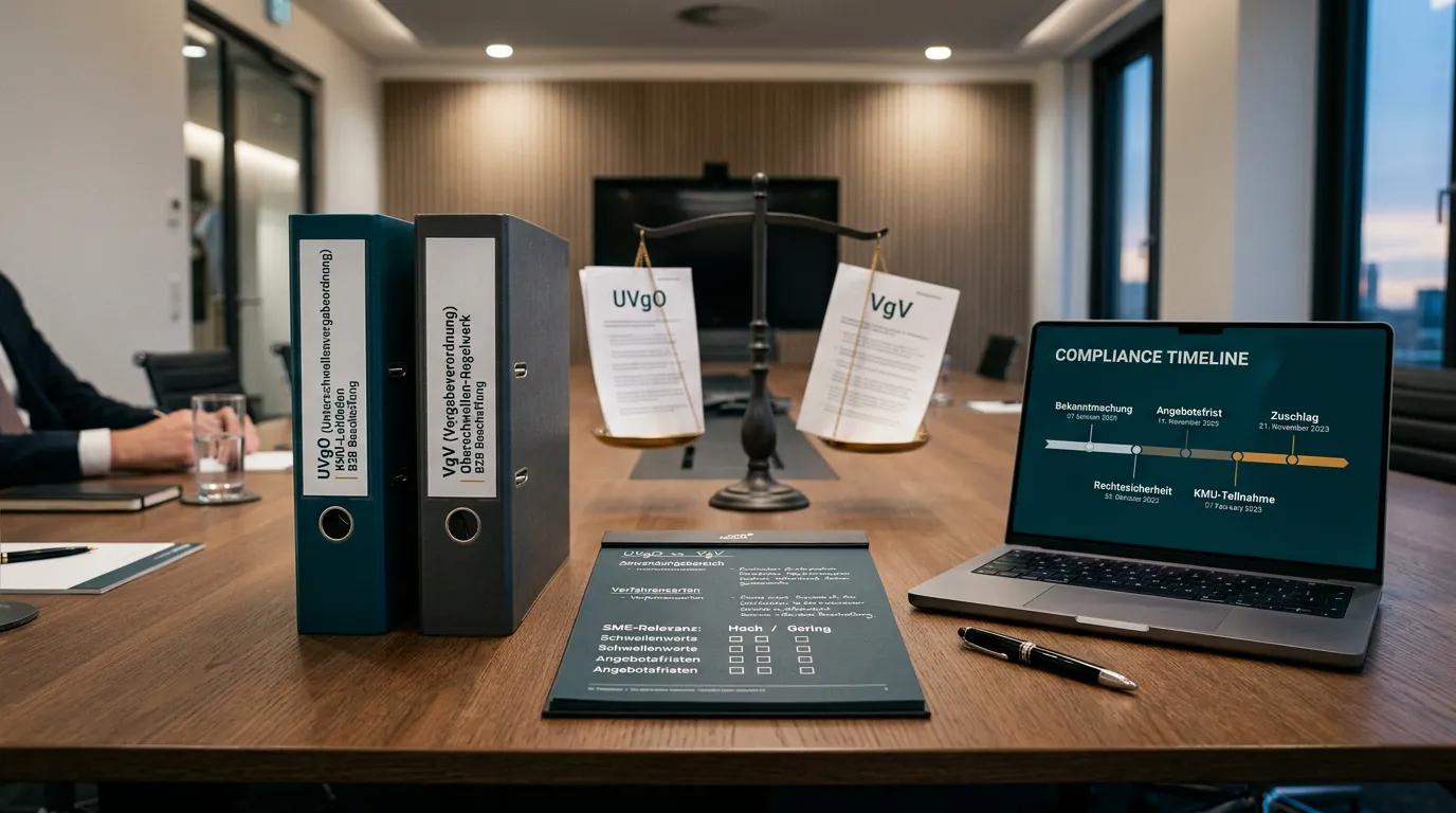 Zwei Vergabewege mit EU-Schwelle und lokaler Vergabe als Entscheidungspfad für Bieter.